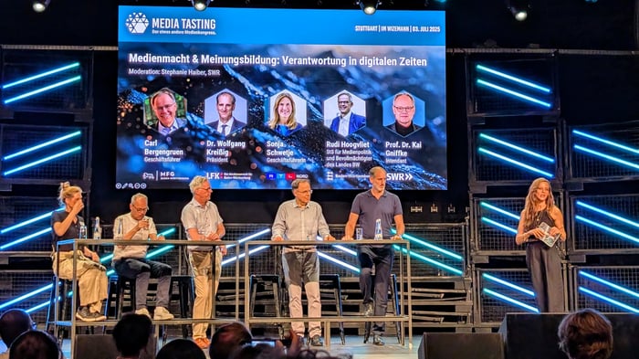 Das Thema beim Media Tasting 2025 in Stuttgart - Medienlandschaft 2030 Innovationen, Kooperationen & kreative Zukunftsgestaltung.